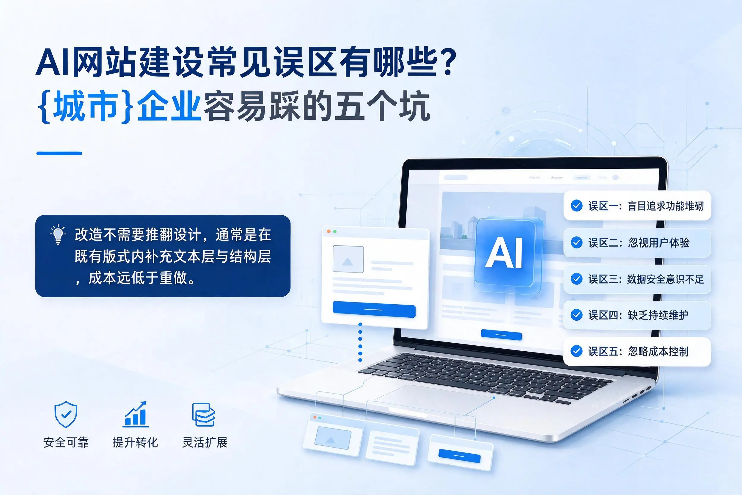 AI网站建设常见误区有哪些？本溪企业容易踩的五个坑